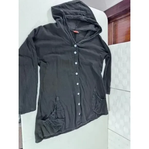 "OH MY GAUZE" Tunic Top, Cover Up, 100% Cotton, Small, Hooded, Summer,Beach Wear - Picture 4 of 12